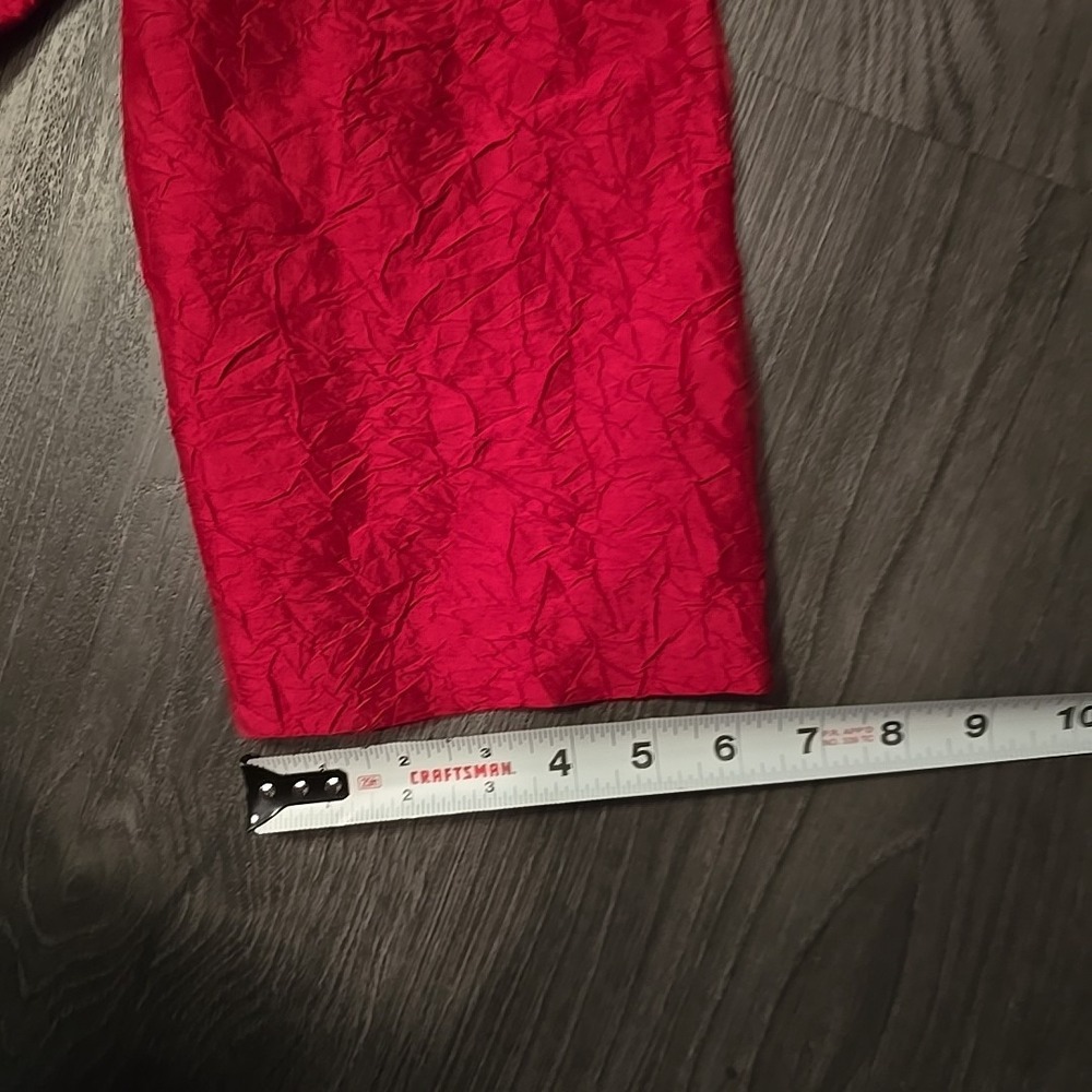 Eileen Fisher Sz L Beautiful RED Crinkled 100% Silk Exquisite Blouse Shirt Top - Picture 7 of 10